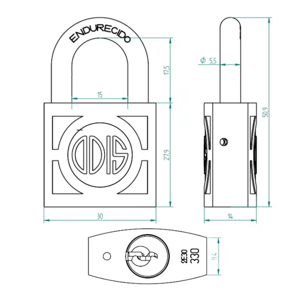 Candado Odis 330 30mm - Bronce Forjado