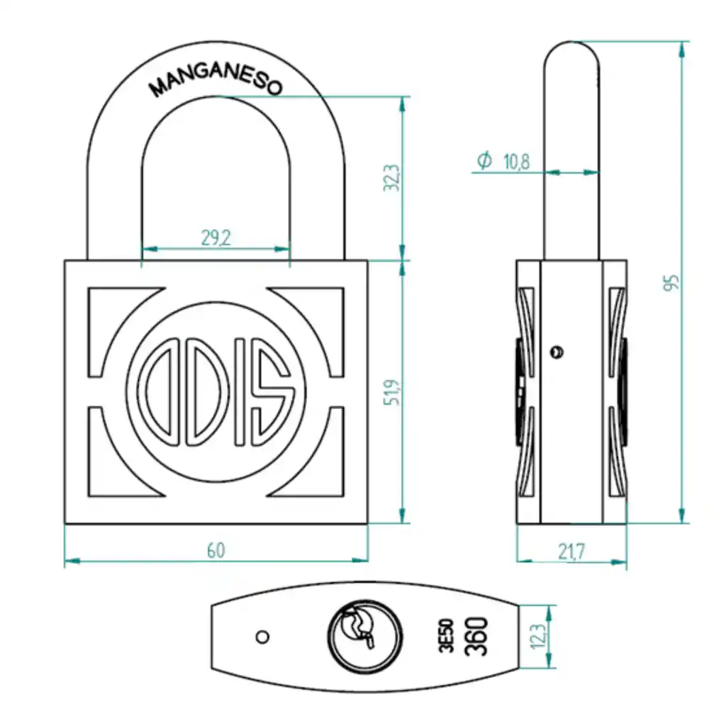 Candado Odis 360 60mm – Bronce Forjado