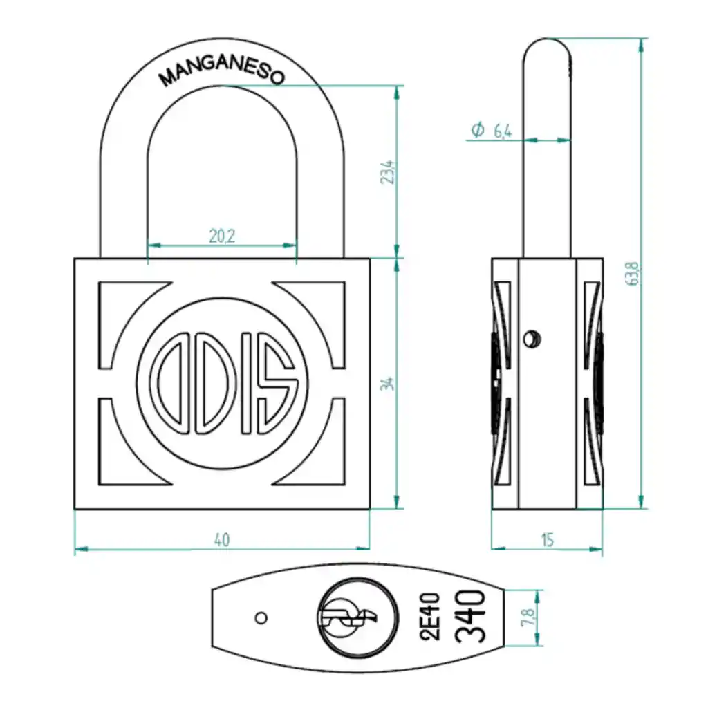 Candado Odis 340 40mm - Bronce Forjado