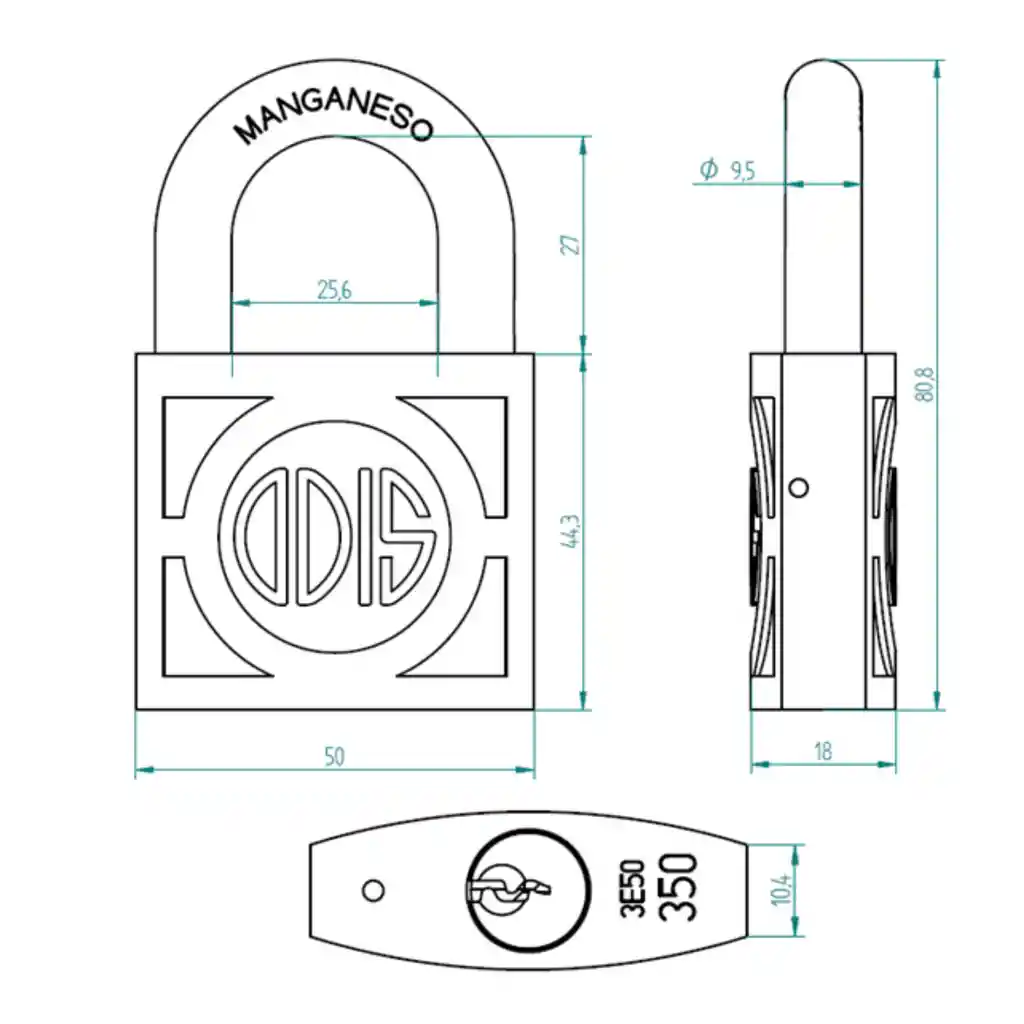 Candado Odis 350 50mm - Bronce Forjado