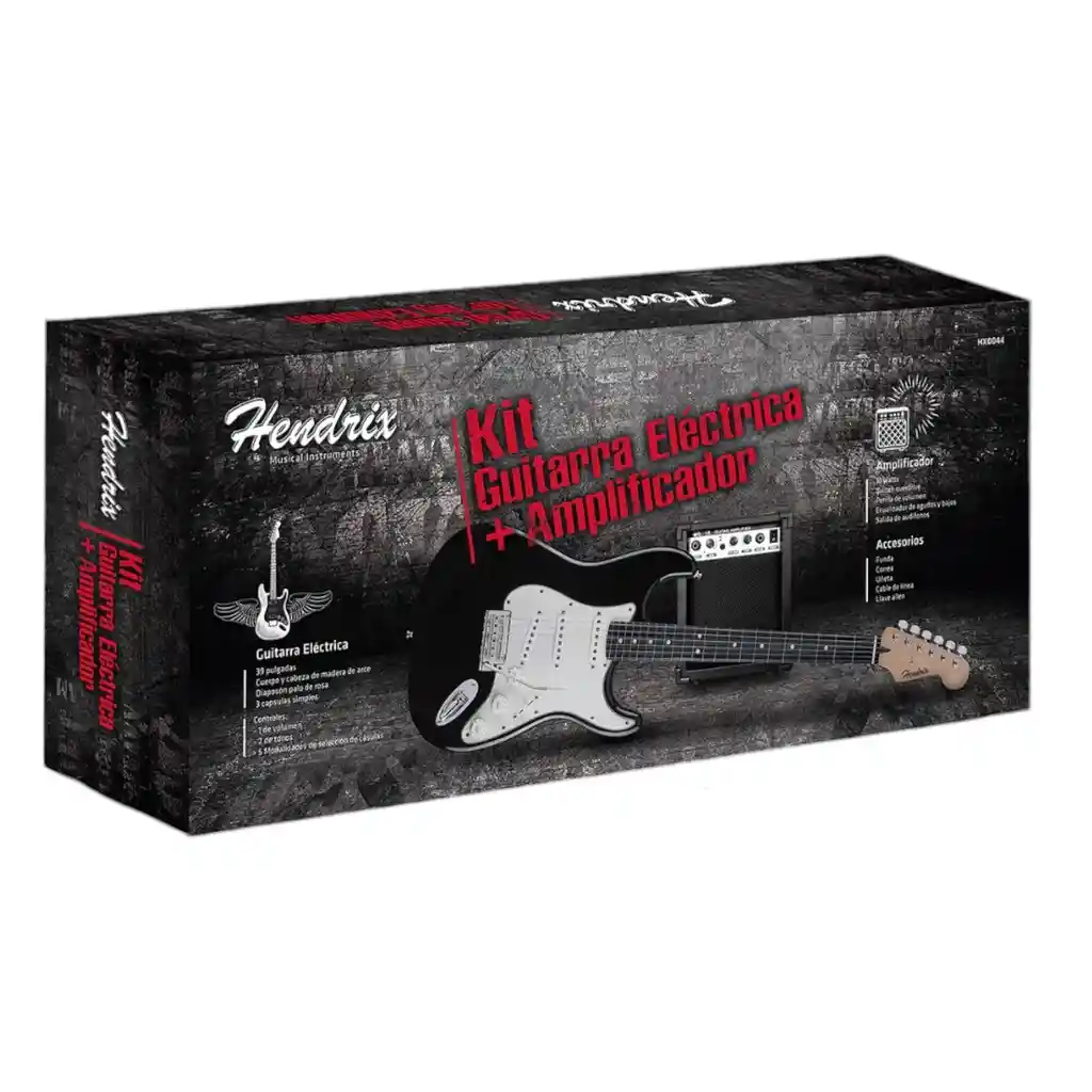 Kit Guitarra Eléctrica 39 Amplificador 10w Hendrix Hx0044