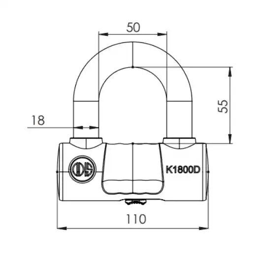 Candado Bicicleta U Lock Odis K1800d con Cadena 10mm X 1,1 M Llave Disco