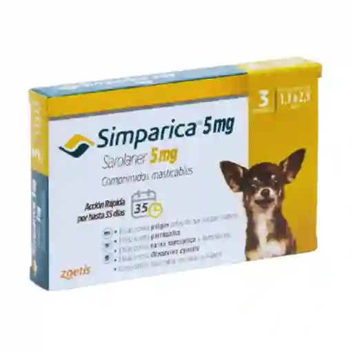 Simparica, Antiparasitario Masticable Para Perros De 1,3 A 2,5 Kg (1 Comprimido)