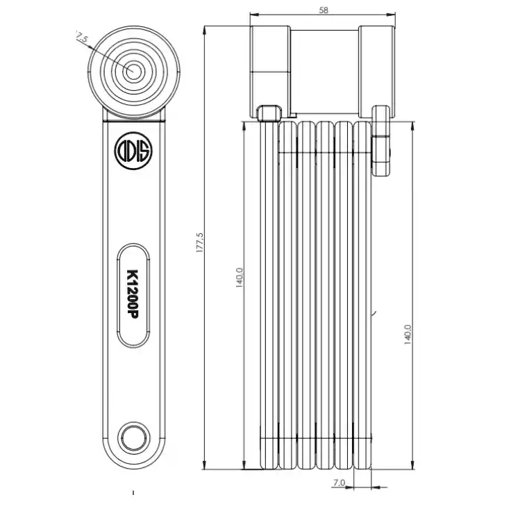 Candado Bicicleta Plegable Odis K1200p - Llave Mapa