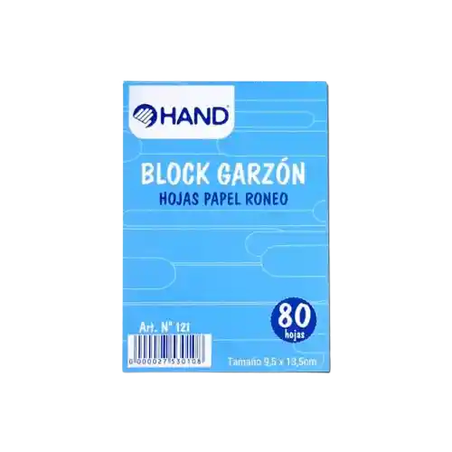 Block Garzon, 80 Hojas Roneo Hand 9x13cm