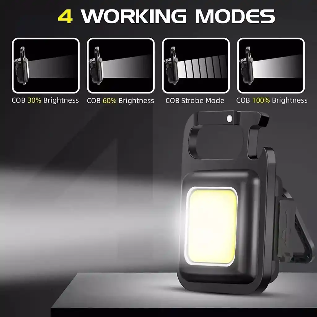 Mini Linterna Llavero Led Cob Recargable Con Gancho E Imán