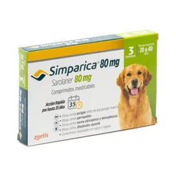 Simparica, Antiparasitario Masticable Para Perros De 20 A 40 Kg (1 Comprimido)