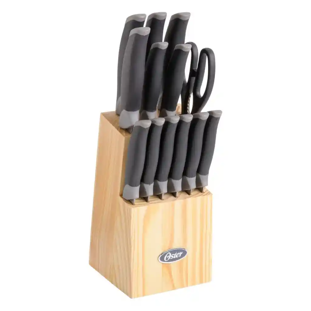 Set Cuchillos Oster 14 Pcs Con Taco De Madera Café Lindbergh