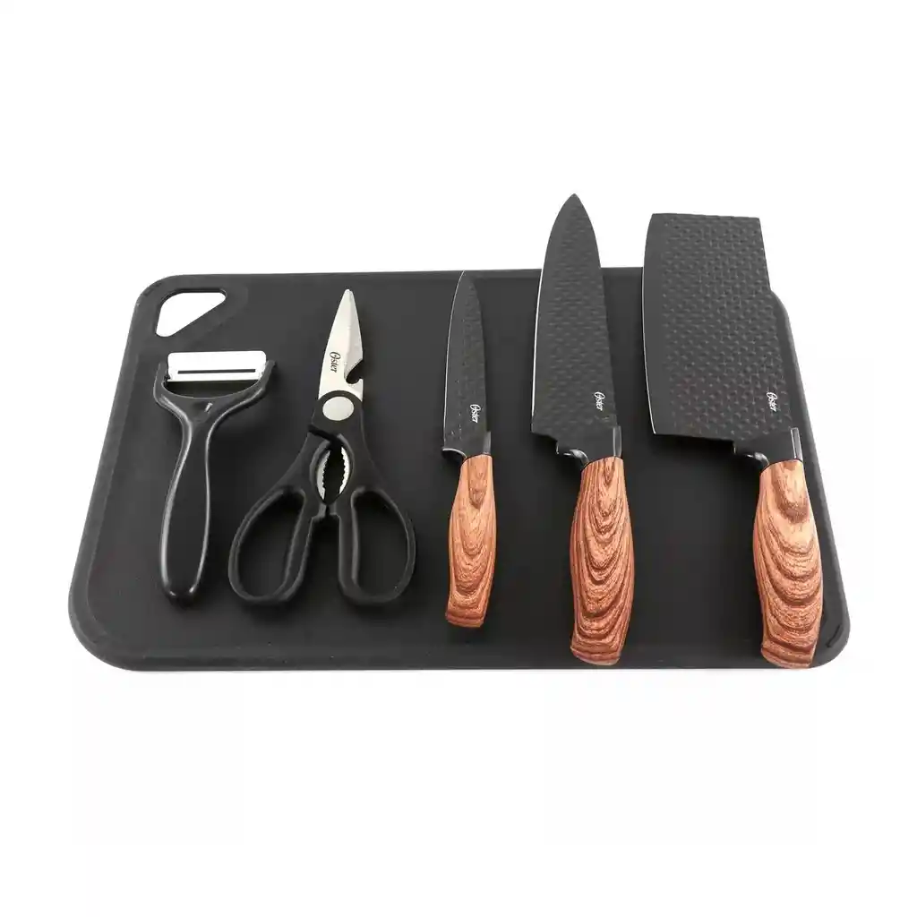 Set De Cuchillería Oster 6 Pcs Con Tabla De Picar Gunderson