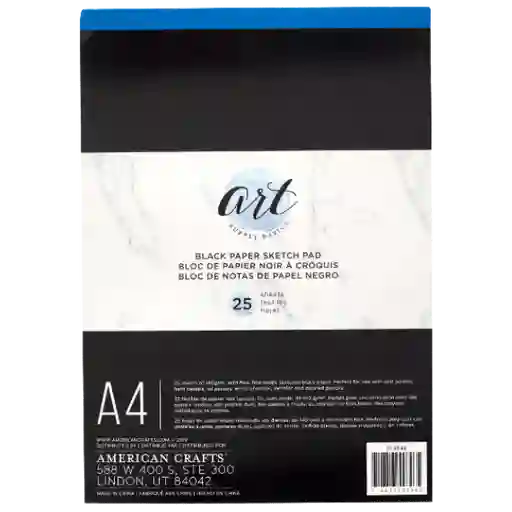 America Crafts Art Block De Papel Negro A4 25 Hojas Lettering