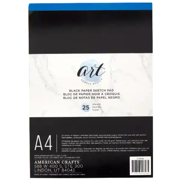 America Crafts Art Block De Papel Negro A4 25 Hojas Lettering