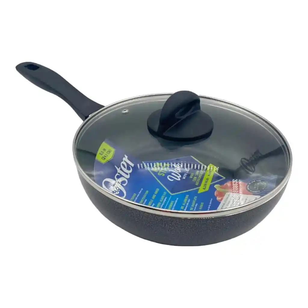 Sartén Wok Aluminio Con Tapa Oster 26 Cm Bastone