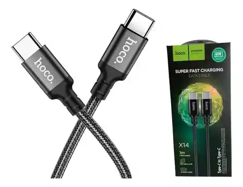 Cable Tipo C A Tipo C Carga Super Rápida - Hoco X14 60w 1m Negro