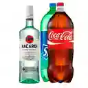 Ron Bacardi Carta Blanca 750cc + Sprite O Coca Original 3 Litros