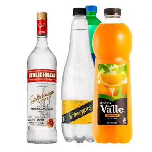 Promocion Vodka Stolichnaya 1l + Nectar Naranja, Tonica 1.5 Litros O Sprite 3 Litros