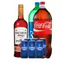 Ron Bacardi Añejo 750cc + Coca Cola Original Zero O Sprote 3l + Six Pack Royal Guard 470cc