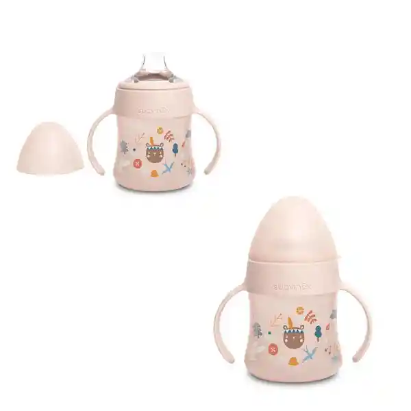 Mamadera De Entrenamiento Con Asas Y Boquilla De Silicona De 150ml Forest Rosa- Suavinex