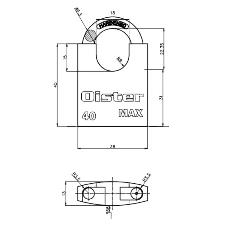 Candado Oister Max Hombros 40mm