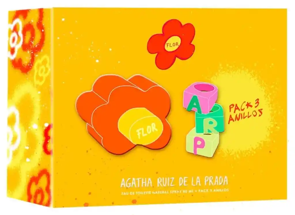 Agatha Ruiz De La Prada Set Perfume Mujer Flor Edt 50ml + Pack 3 Anillos