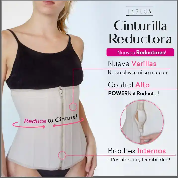 Fajas Súper Cinturilla 9 Varillas Beige M