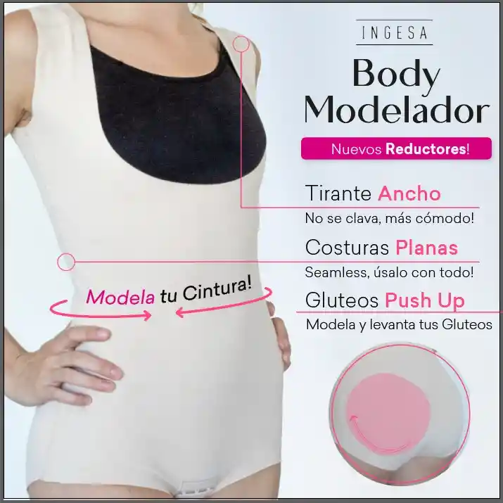 Faja Body Moldeadora Espalda Cubierta Beige M