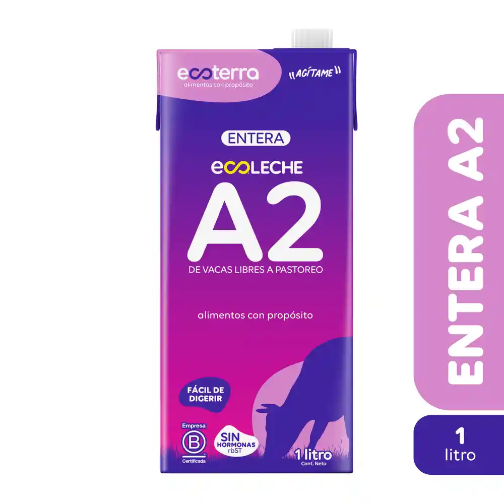 Leche Entera A2 Tetra Pak Ecoterra 1 Lt