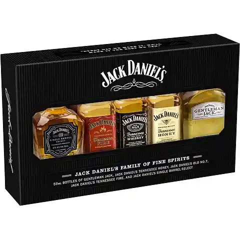 Pack Colección 5 Miniaturas Jack Daniel´s Ideal Para Regalo Caja Premium