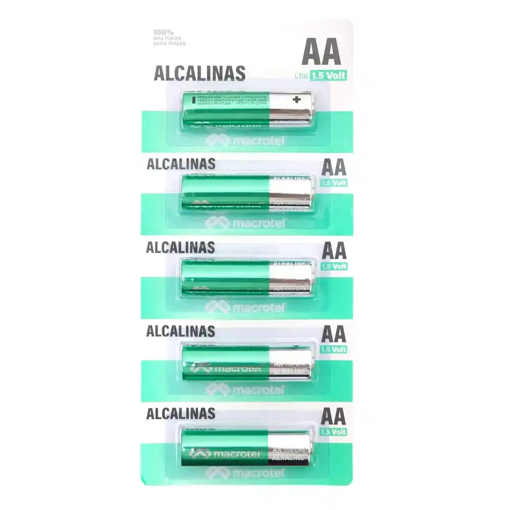 Pack 5 Pilas Alcalinas Aa Prepicadas 1.5 Volt Macrotel