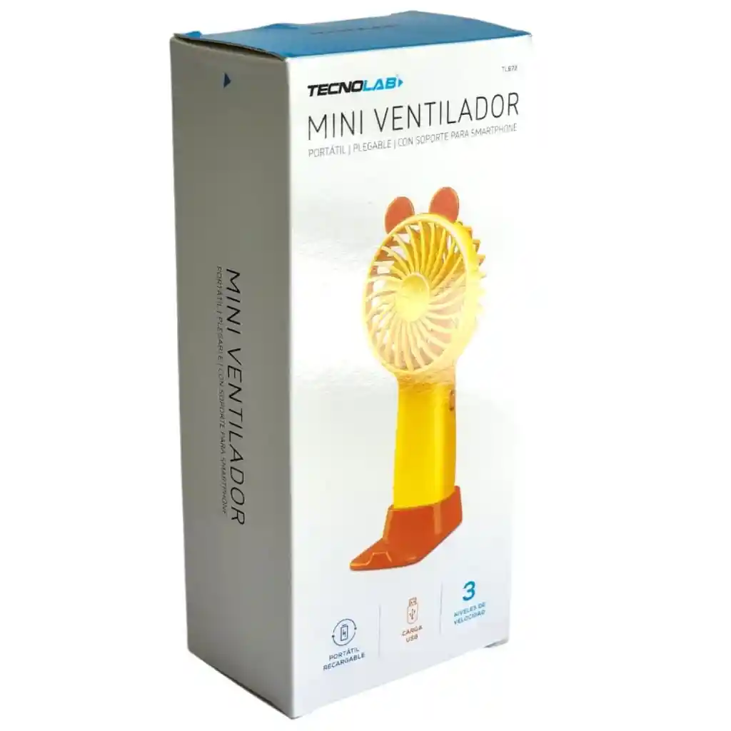 Mini Ventilador Portátil Recargable Tecnolab Amarillo Tl672o