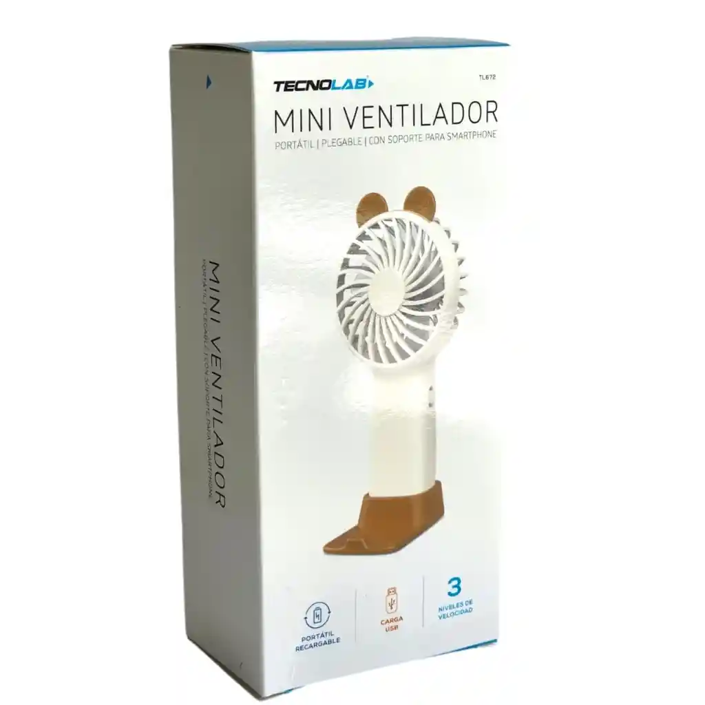 Mini Ventilador Portátil Recargable Tecnolab Blanco Tl672w