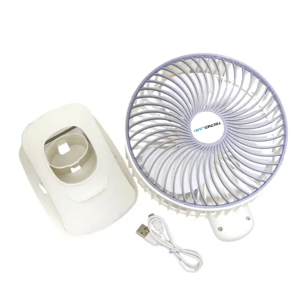 Ventilador Clip Portátil Recargable Tecnolab Tl674 Blanco