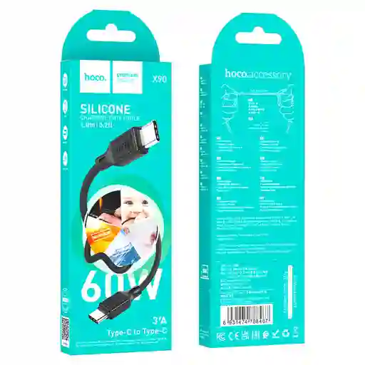 Cable Tipo C A Tipo C 60w Carga Súper Rápida 3a - Hoco X90 1m Negro