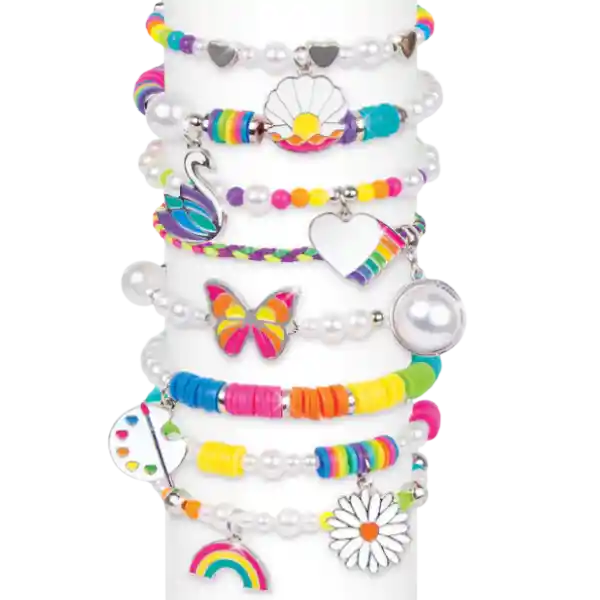 Make It Real Kit De Joyería Pulseras: Arcoíris Y Perlas 598 Piezas