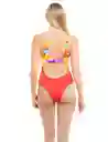 Trikini Con Nudo Ajustable Estampado Rojo Talla M Samia