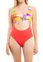 Trikini Con Nudo Ajustable Estampado Rojo Talla M Samia