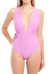 Traje De Baño Entero Con Escote Morado Talla L Samia