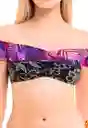 Bikini Con Hombros Descubiertos Estampado Morado Talla S Samia