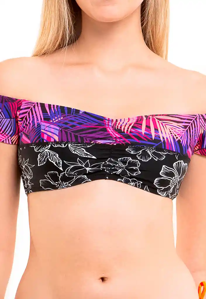 Bikini Con Hombros Descubiertos Estampado Morado Talla S Samia