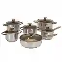 Juego Ollas Inoxidable Cocina Set 12 Piezas Antiadherente