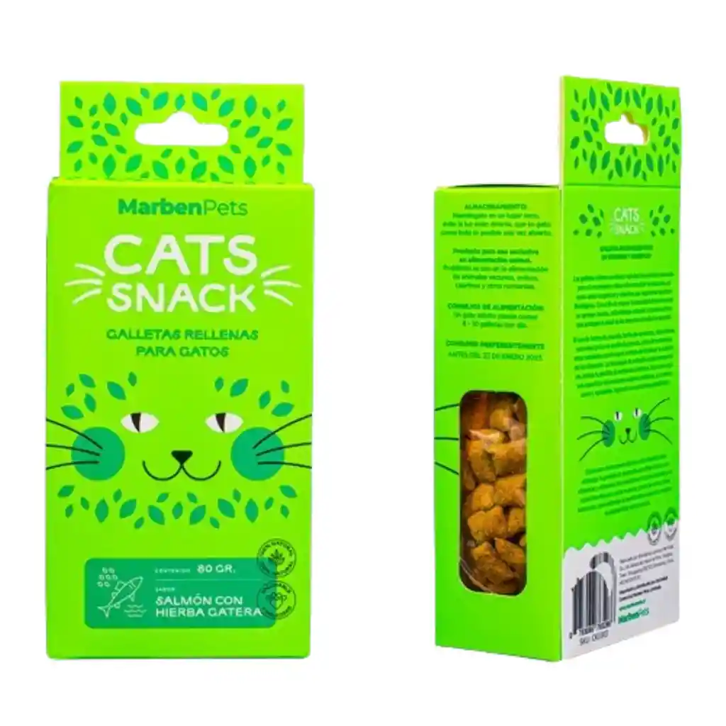 Snack Para Gatos, Sabor Salmón Y Hierba Gatera (80 G)