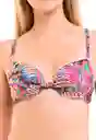 Bikini Estilo Sostén Clásico Estampado Fucsia Talla M Samia