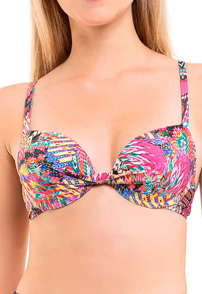 Bikini Estilo Sostén Clásico Estampado Fucsia Talla M Samia