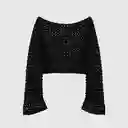 Sweater Calado Corto Negro L Mujer Raindoor