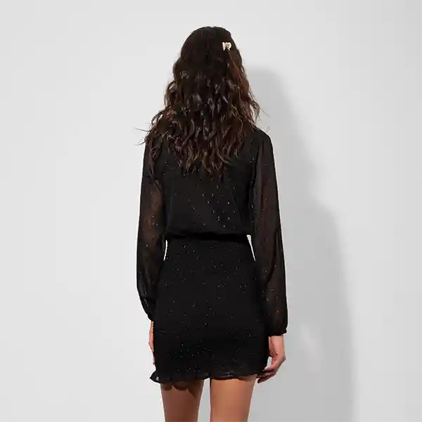 Vestido Corto Panal Negro S Mujer Raindoor