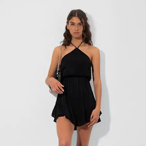 Enterito Corto Halter Negro Xs Mujer Raindoor