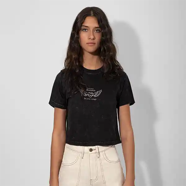 Polera Manga Corta Gris M Mujer Raindoor