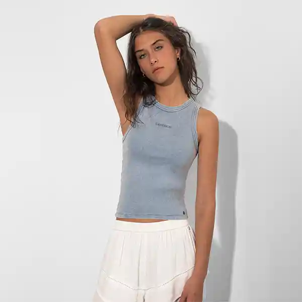 Polera Top Tank Sin Mangas Azul S Mujer Raindoor