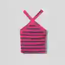 Polera Top Halter Rayas Rosado S Mujer Raindoor