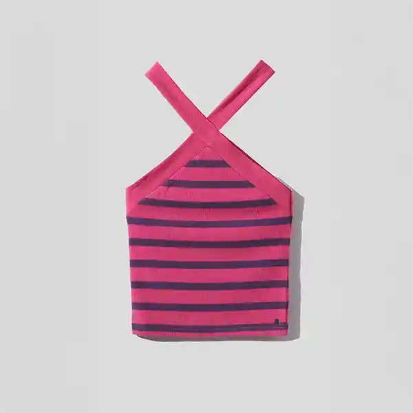 Polera Top Halter Rayas Rosado L Mujer Raindoor