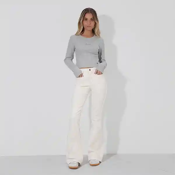 Pantalón Flare Bolsillos Ecru 36 Mujer Raindoor